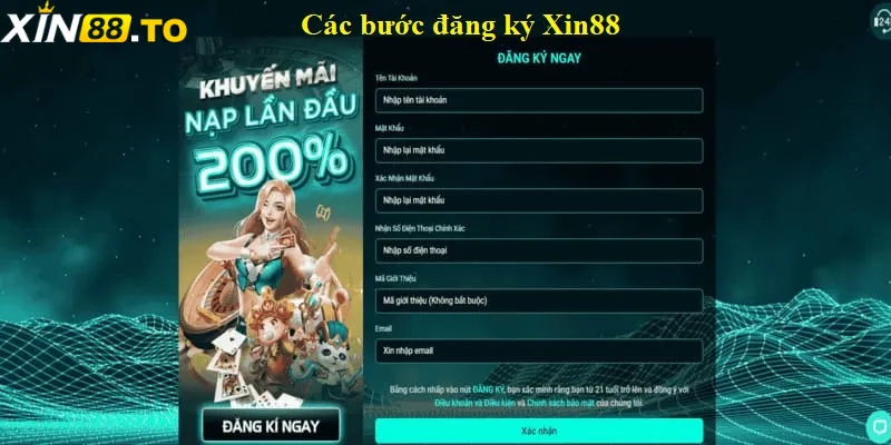 Các bước đăng ký XIN88